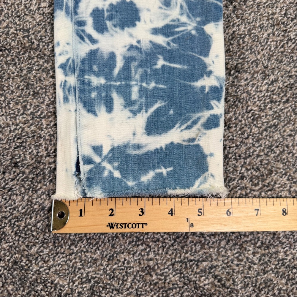 Levis 721 High Rise Skinny Ankle Tie Dye Jeans Blue White Raw Hem Womens 30 - Picture 12 of 13